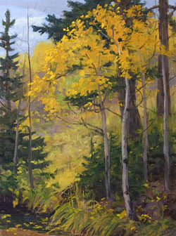 Creekside Aspens" by Dan D'Amico, a plein air landscape painting