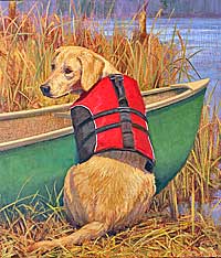 "Ready When You Are" by Dan D'Amico, a dog painting.