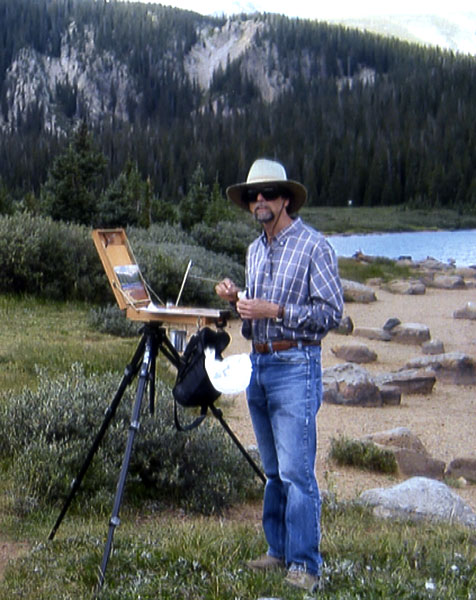 Artist Dan DAmico painting in the Indian Peaks Wilderness, Colorado