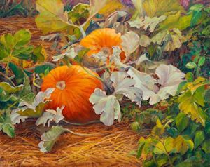 "The Pumpkin Patch" an garden oil painting by Dan D'Amico