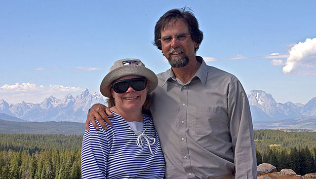 Artist Dan DAmico with his wife Susan in the Tetons.