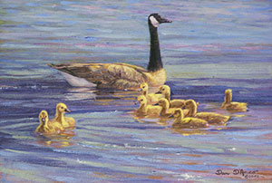 "Mother Goose" by Dan D'Amico, a wildlife painting of Canada geese.