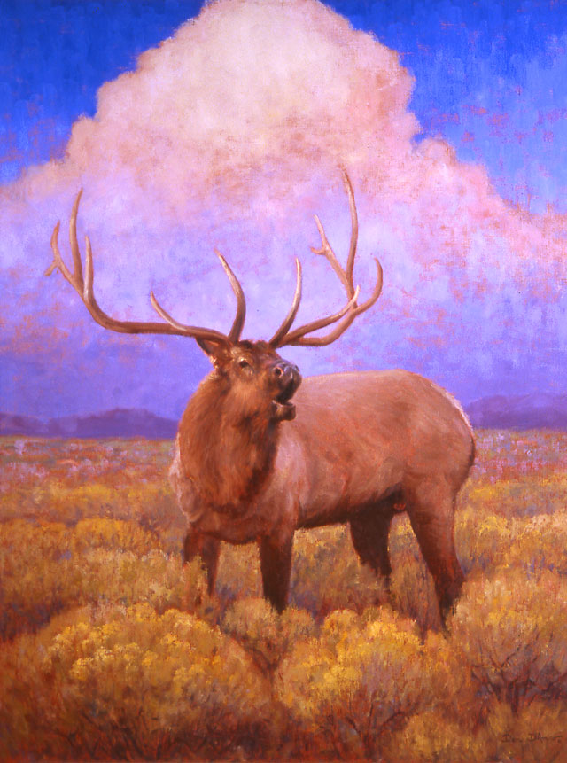 "Rocky Mountain Monarch" by Dan D'Amico, a wildlife painting of a bull elk.