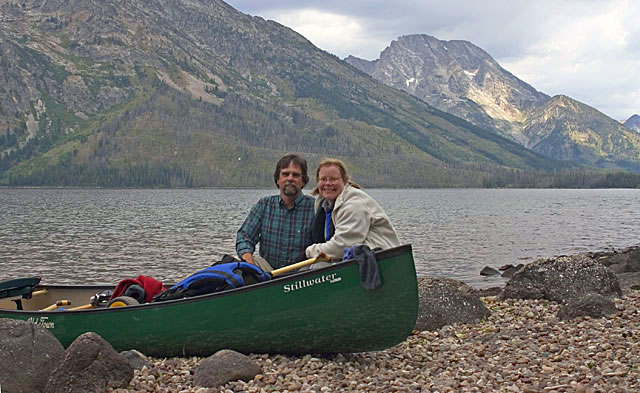 Artist Dan DAmico with his wife Susan at Jenny Lake, Grand Teton National Park.