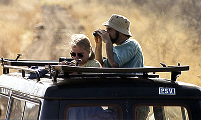 Artist Dan DAmico with his wife Susan in Samburu National Park, Kenya
